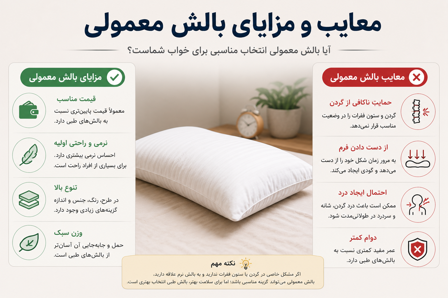 مزایا و معایب بالش معمولی