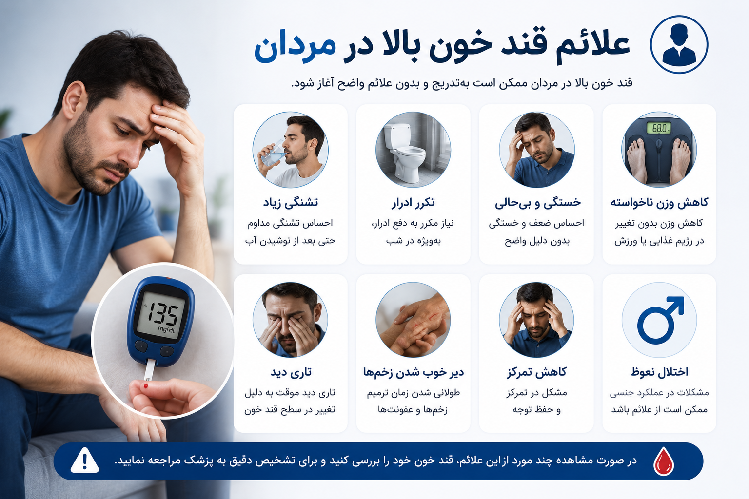 علائم قند خون بالا در آقایان
