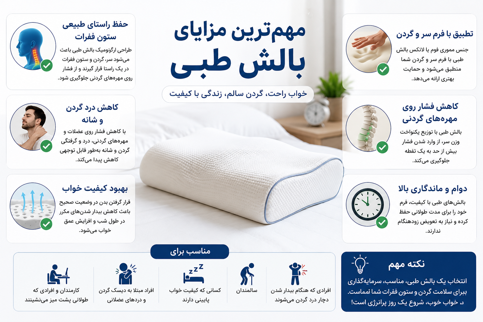 مهمترین مزایای بالش طبی