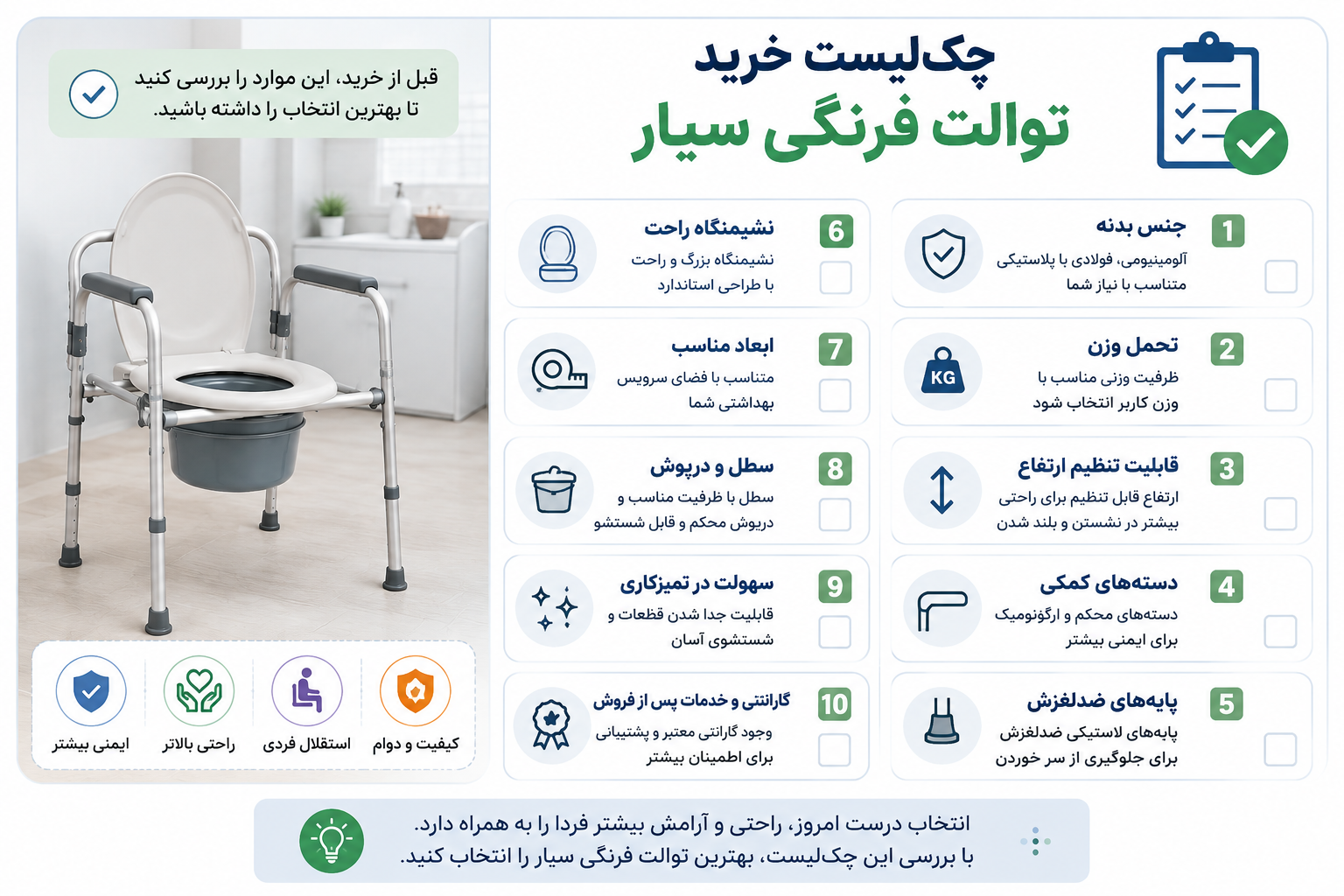 چک‌لیست خرید توالت فرنگی سیار
